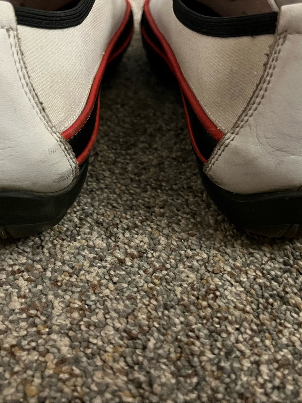 Donald J Pliner white canvas and black leather sneakers with red trim. - Picture 9 of 9